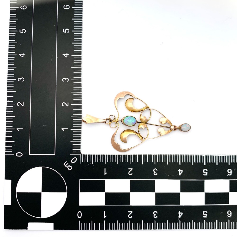 Edwardian 9CT Rose Gold Opal Lavalier Pendant View VI