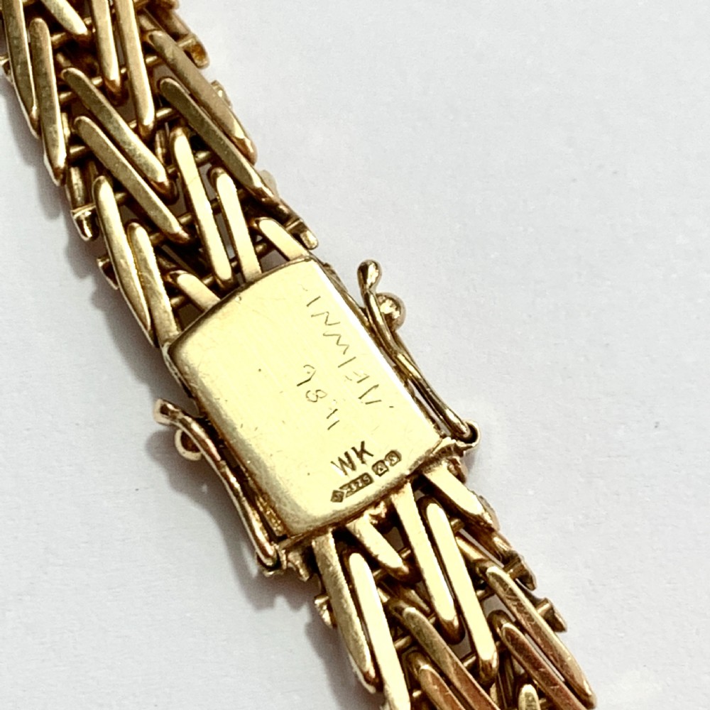 Vintage 9CT Gold Woven Herringbone Collar Necklace View IV