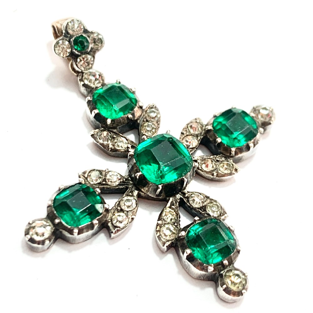 Georgian Gold and Silver Paste Maltese Cross Pendant