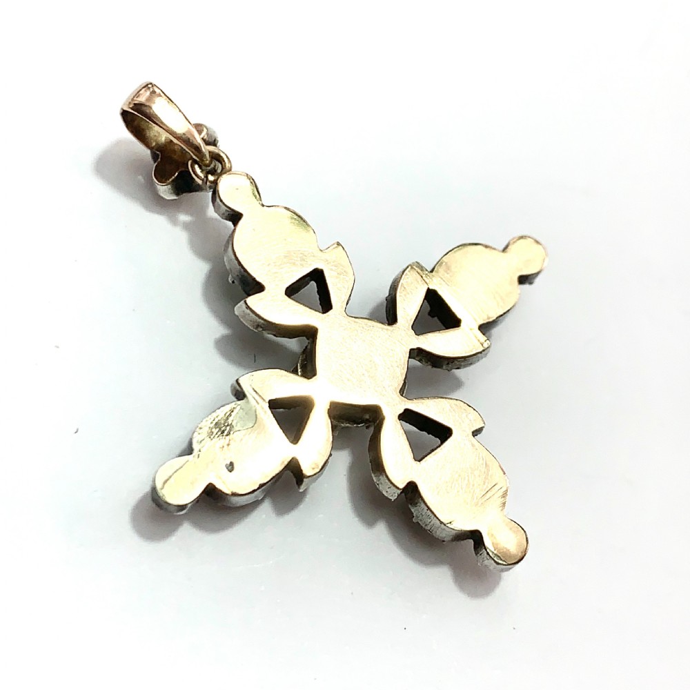 Georgian Gold and Silver Paste Maltese Cross Pendant View V