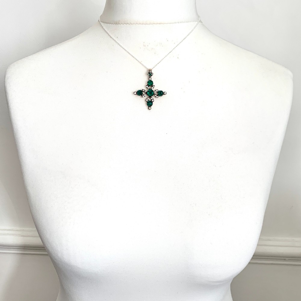 Georgian Gold and Silver Paste Maltese Cross Pendant View X