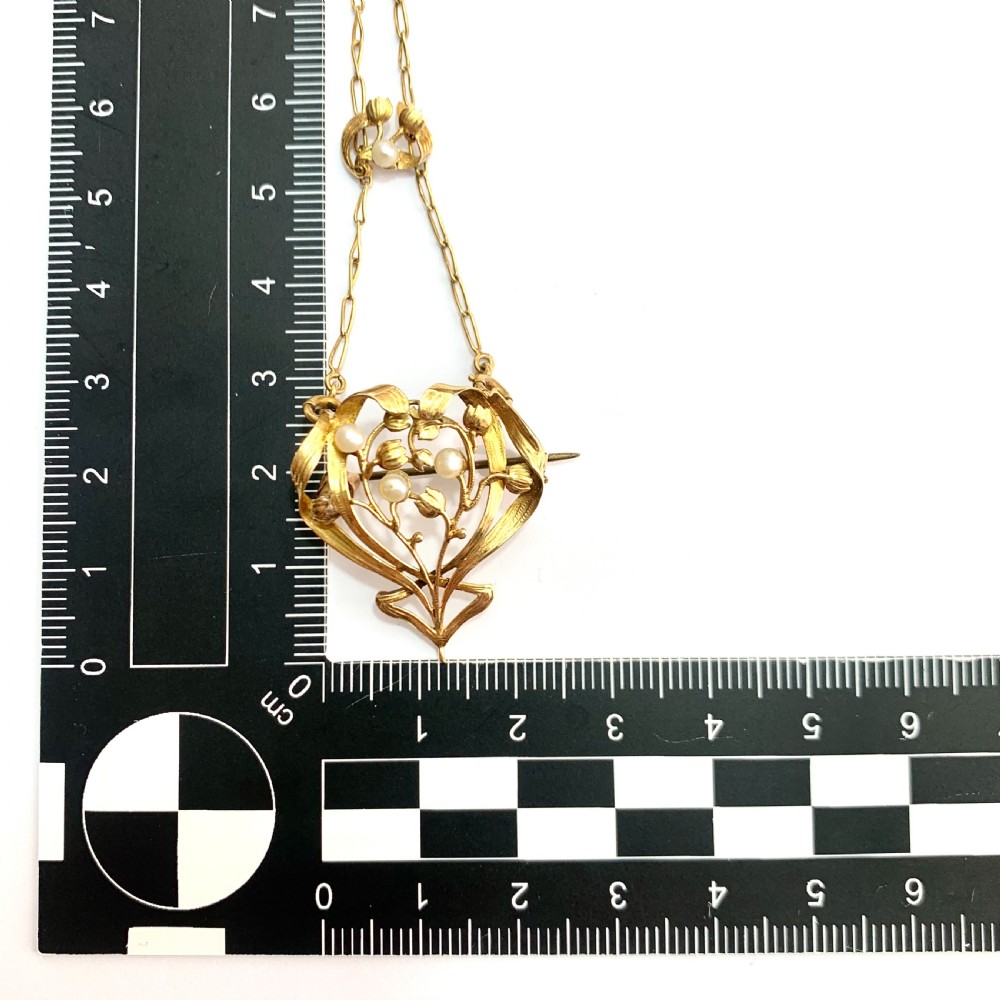 French Antique Art Nouveau 18CT Gold Pearl Necklace View VI