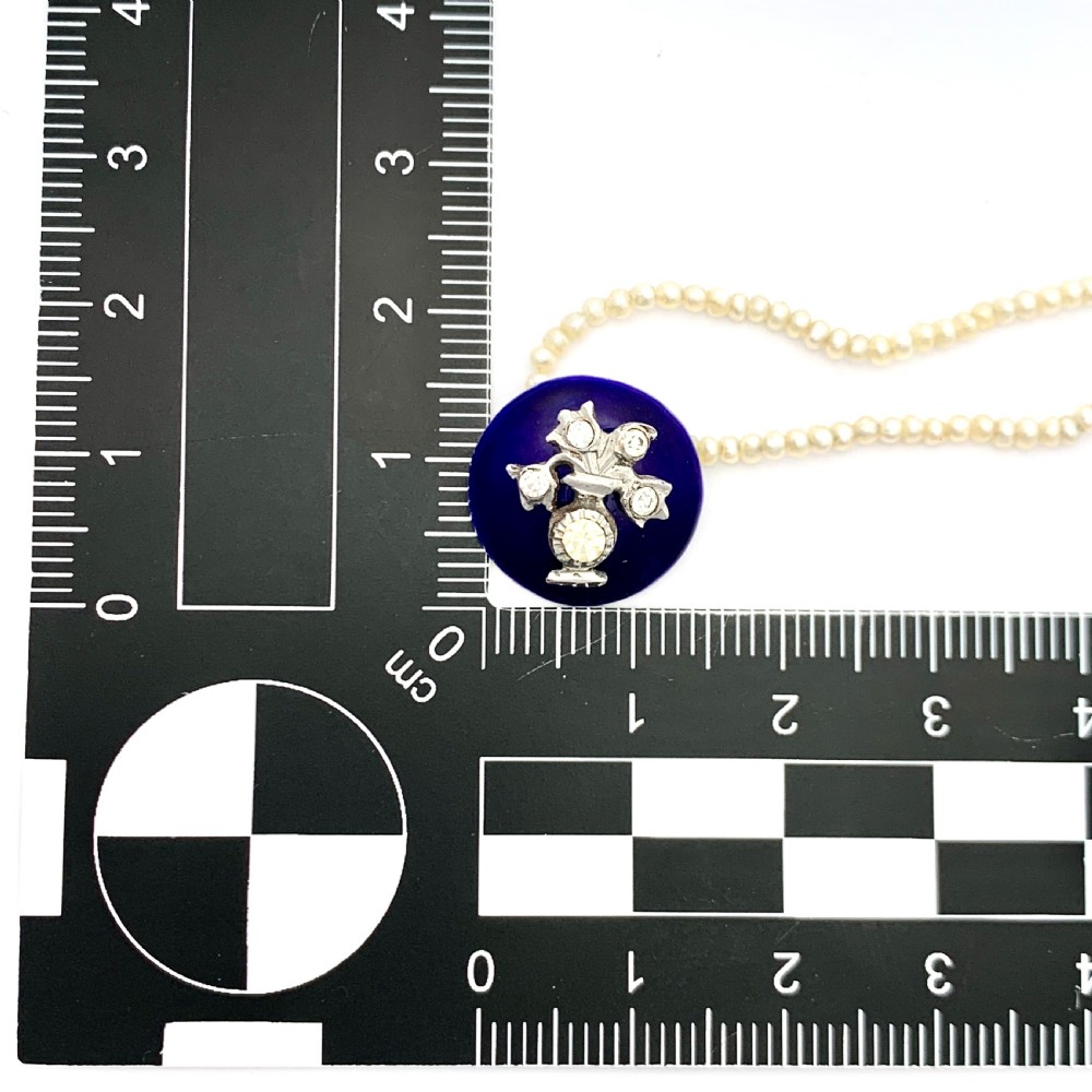 RESERVED for K • Georgian Blue Enamel Paste Seed Pearl Necklace View II