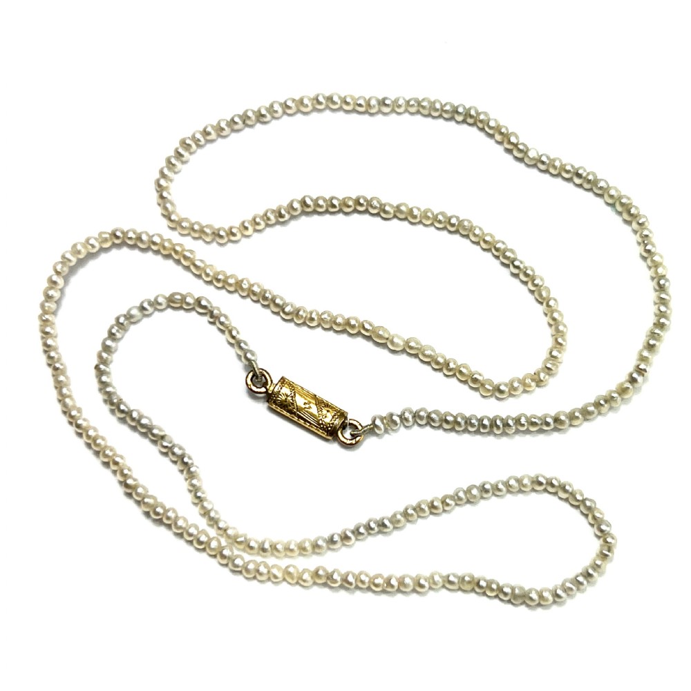 Georgian Fine Seed Pearl Necklace with 9CT Gold Clasp