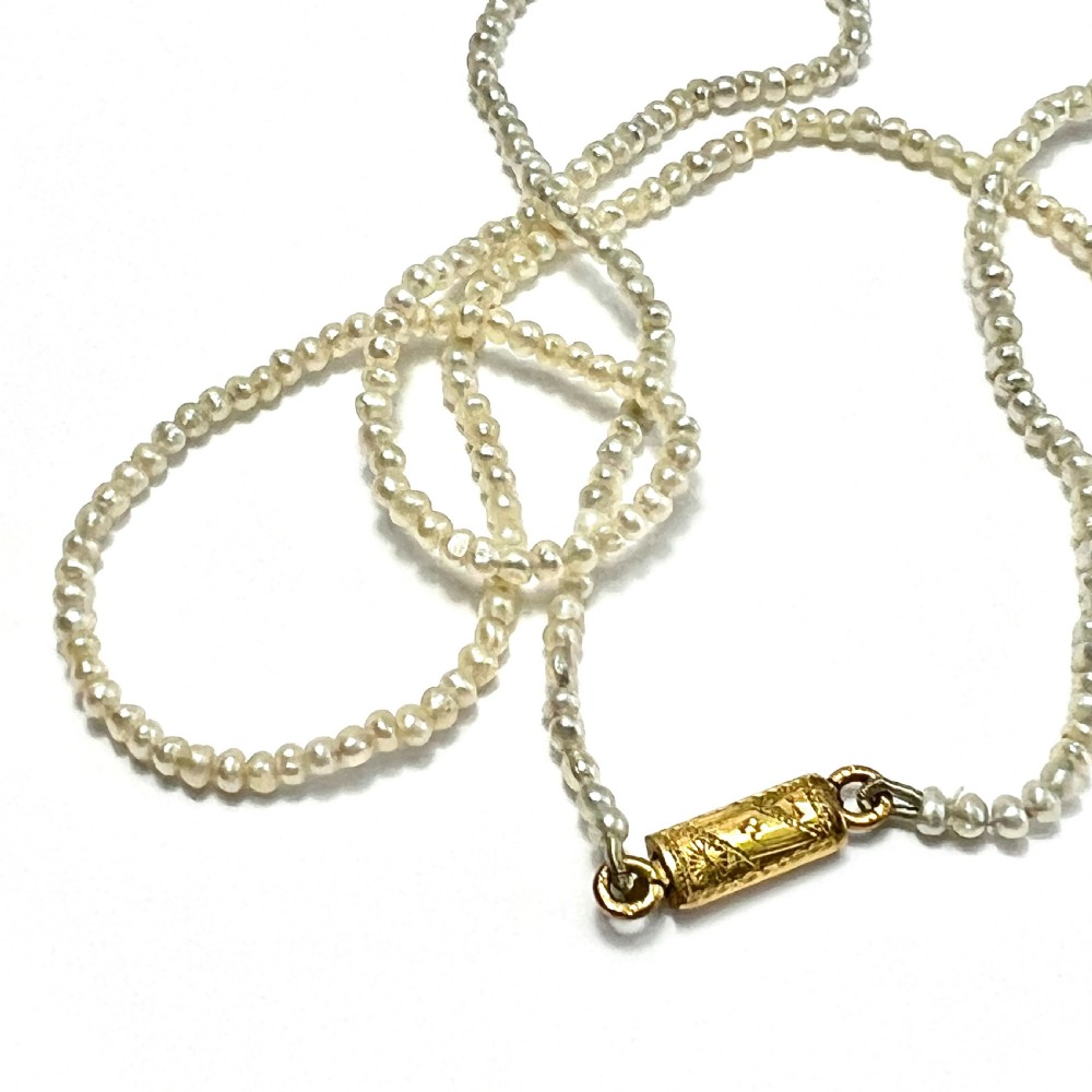 Georgian Fine Seed Pearl Necklace with 9CT Gold Clasp View III