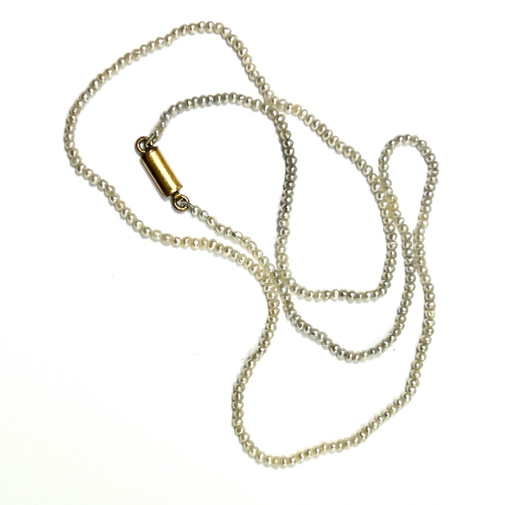 Georgian Fine Seed Pearl Necklace with 9CT Gold Clasp View IV