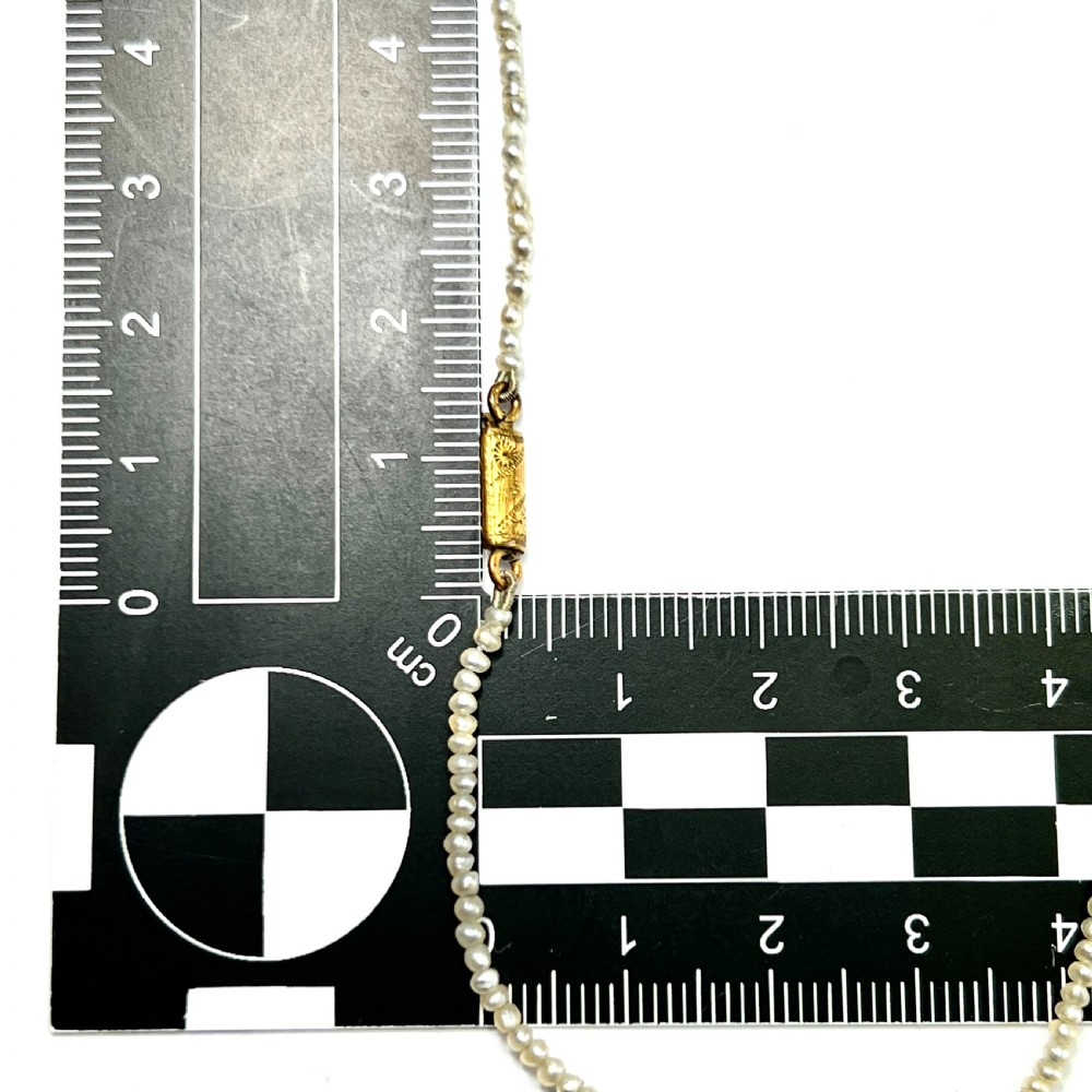 Georgian Fine Seed Pearl Necklace with 9CT Gold Clasp View VI