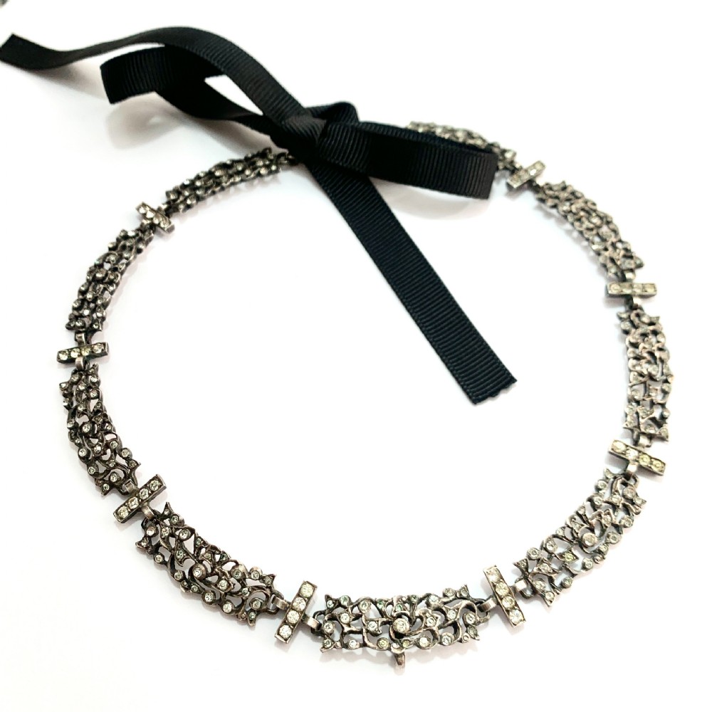 19th Century French Paste Normandy Yvetot Silver Necklace