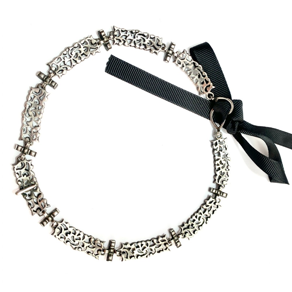 19th Century French Paste Normandy Yvetot Silver Necklace View III