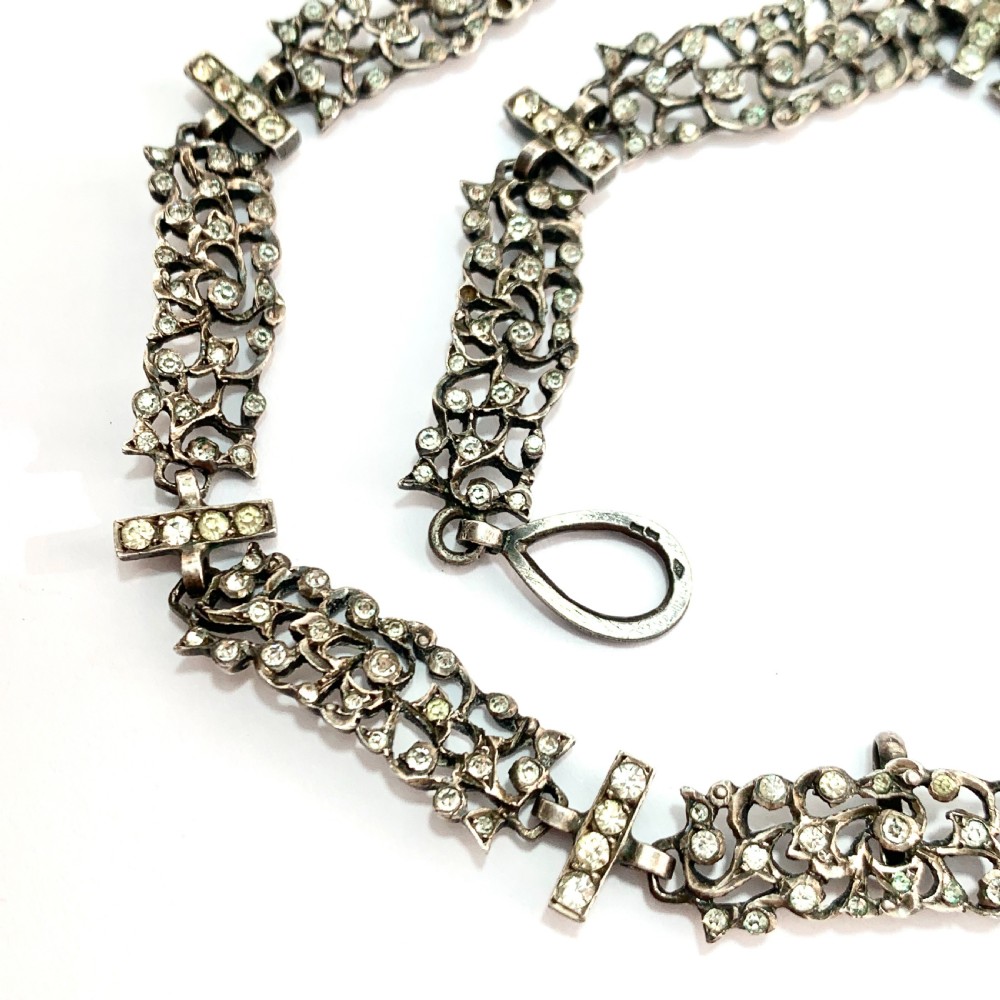 19th Century French Paste Normandy Yvetot Silver Necklace View V