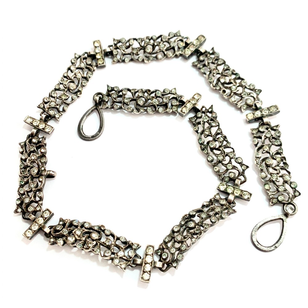 19th Century French Paste Normandy Yvetot Silver Necklace View VI