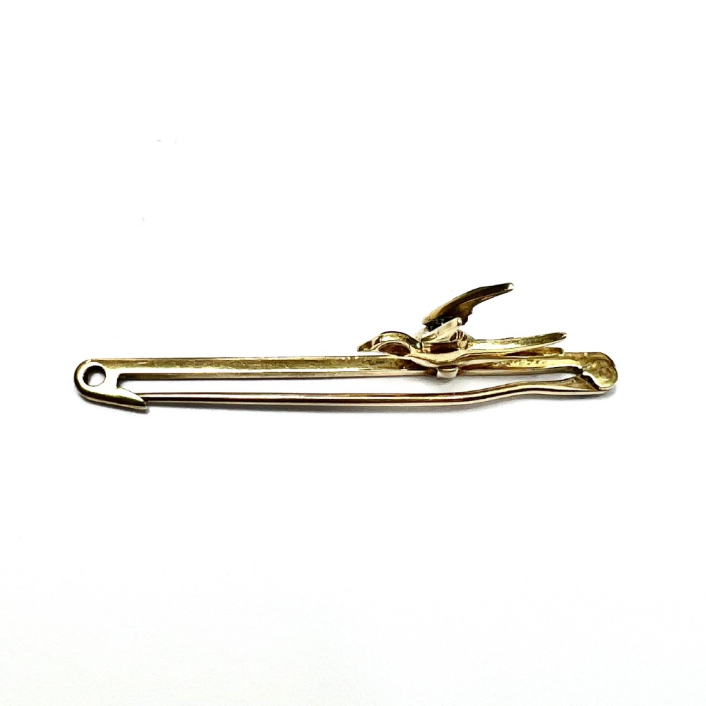Edwardian 15CT Gold Pearl Enamelled Swallow Bird Bar Brooch View IV