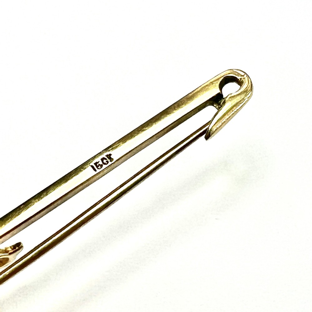 Edwardian 15CT Gold Pearl Enamelled Swallow Bird Bar Brooch View V