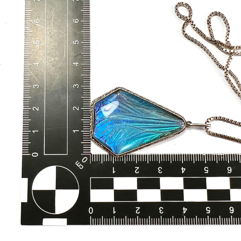 Large Vintage Silver Art Deco Butterfly Wing Pendant  View VII