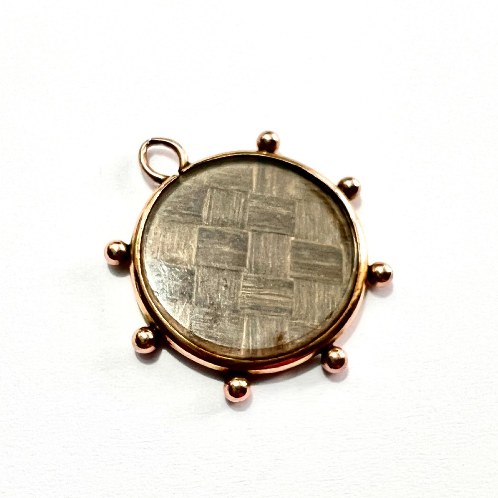 Victorian 9CT Rose Gold Hair Locket Pendant  View V