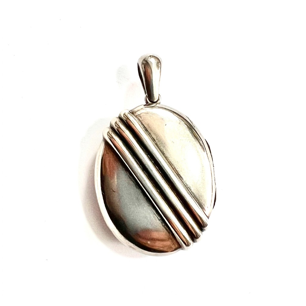 Victorian Silver Snake Photograph Locket Pendant View III
