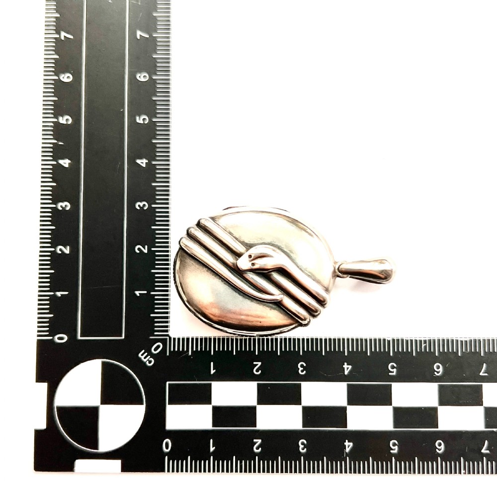 Victorian Silver Snake Photograph Locket Pendant View VI