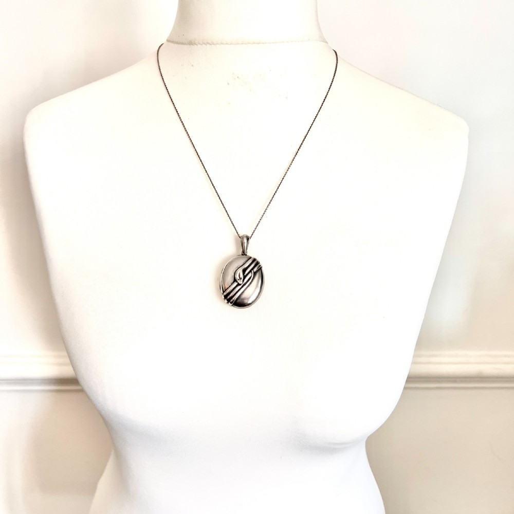 Victorian Silver Snake Photograph Locket Pendant View VIII
