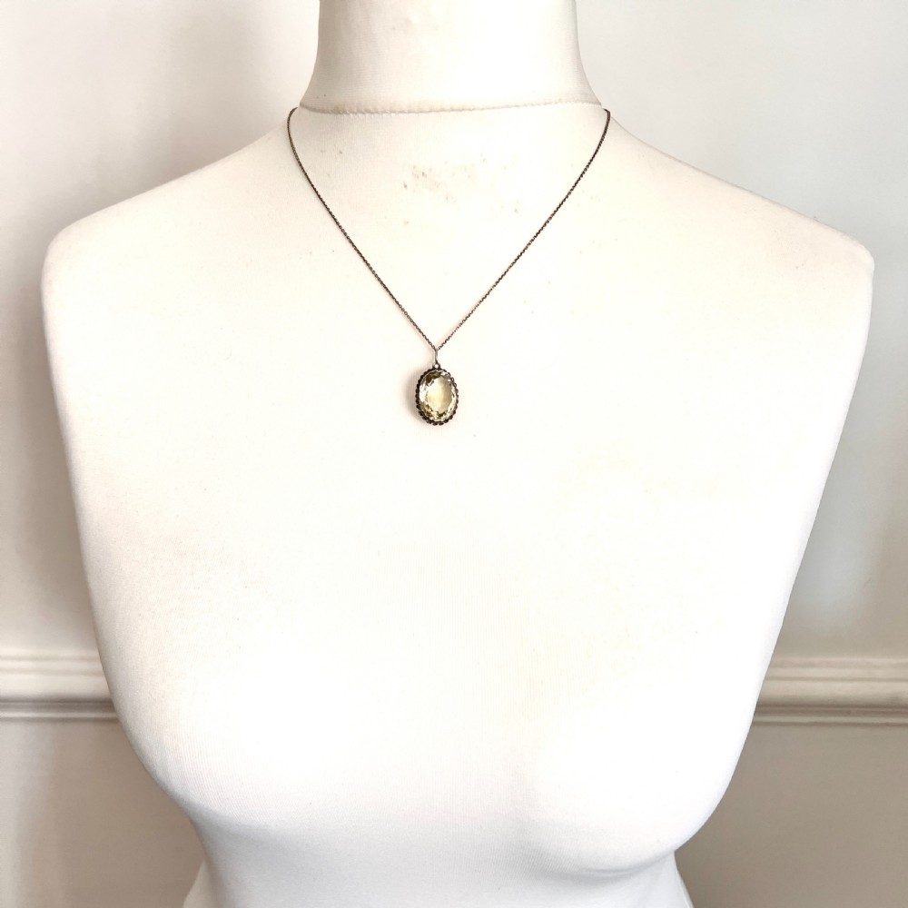 Edwardian Citrine Silver Rope Twist Pendant View II