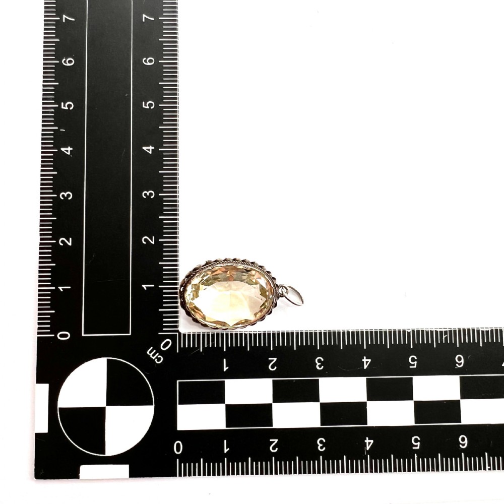 Edwardian Citrine Silver Rope Twist Pendant View III