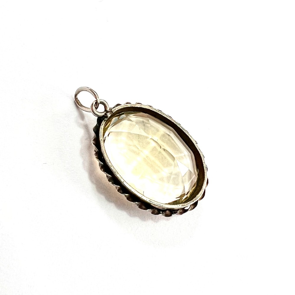 Edwardian Citrine Silver Rope Twist Pendant View V