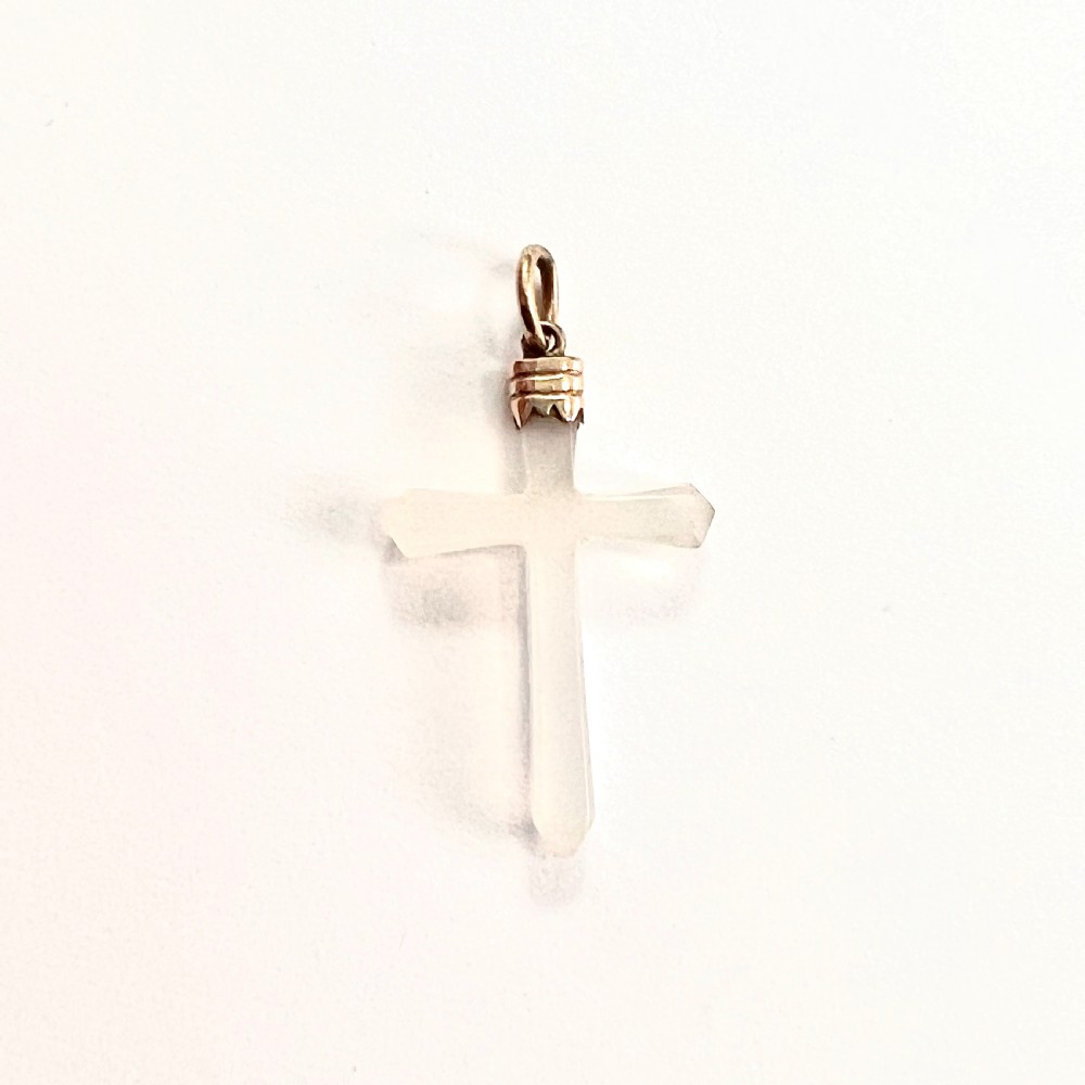 Victorian 9CT Gold Chalcedony Cross Pendant View IV