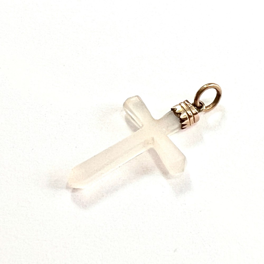 Victorian 9CT Gold Chalcedony Cross Pendant View VI