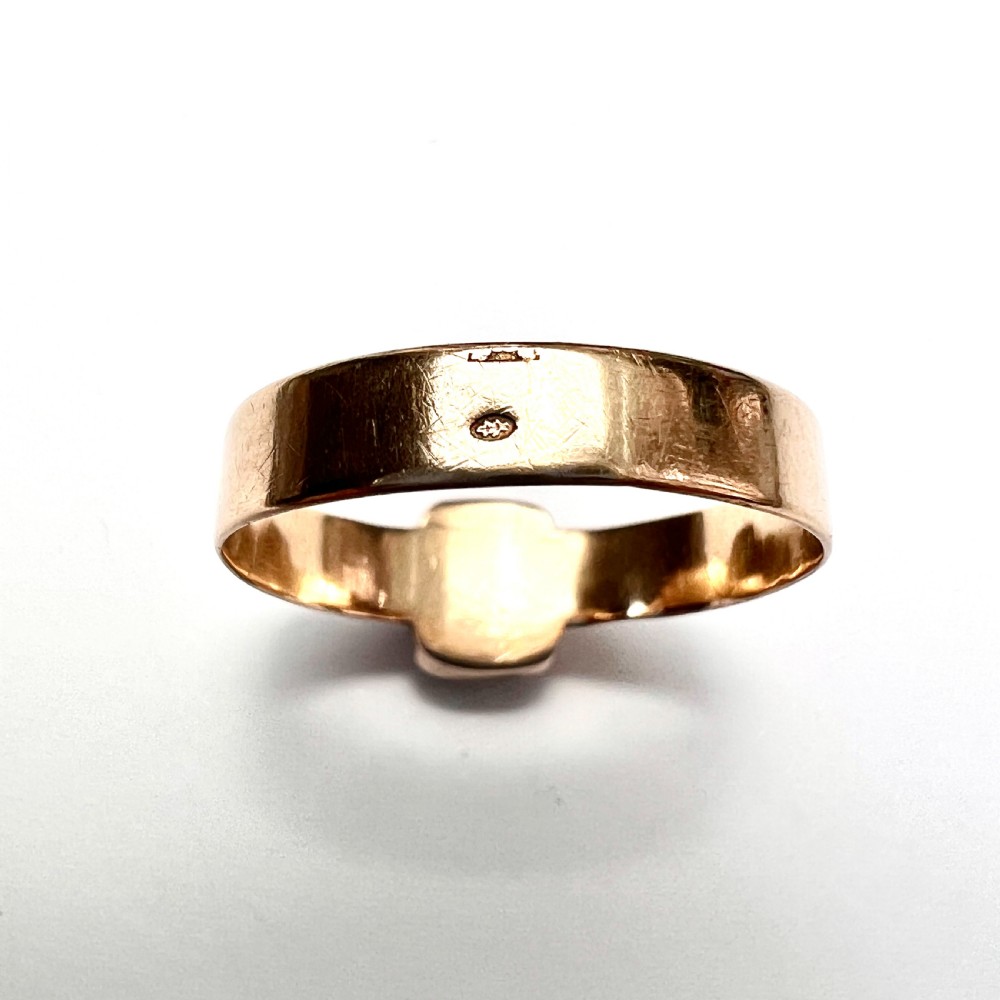 Antique Dutch 14CT Rose Gold Baby Tooth Ring  View IV