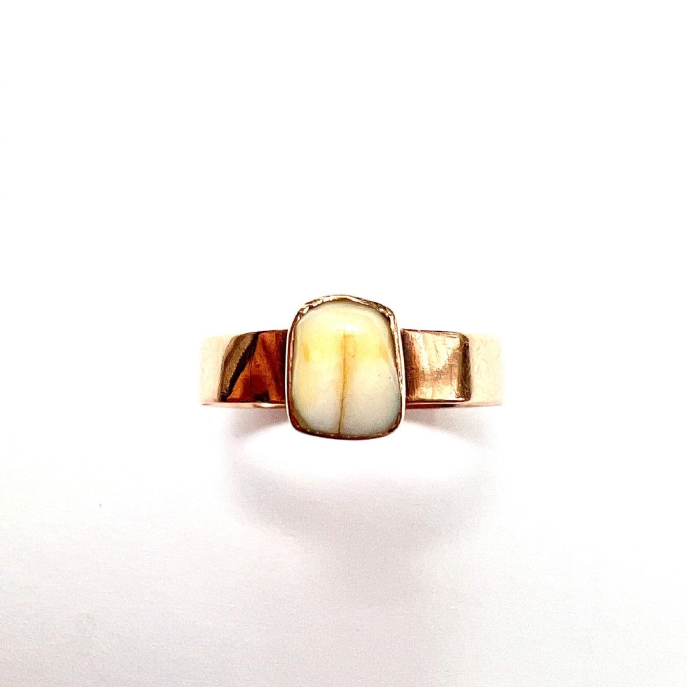 Antique Dutch 14CT Rose Gold Baby Tooth Ring  View VII