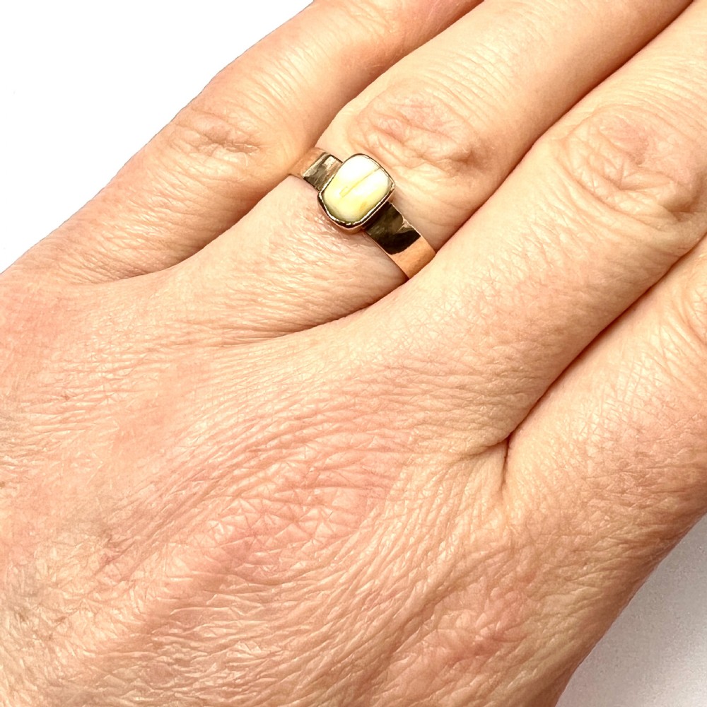 Antique Dutch 14CT Rose Gold Baby Tooth Ring  View VIII