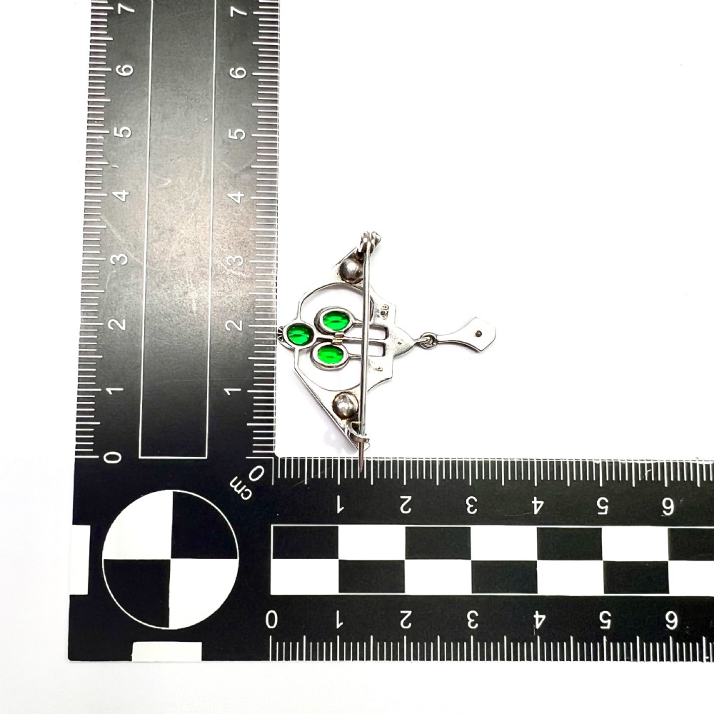 Art Nouveau Jugendstil Emerald Paste Brooch View III