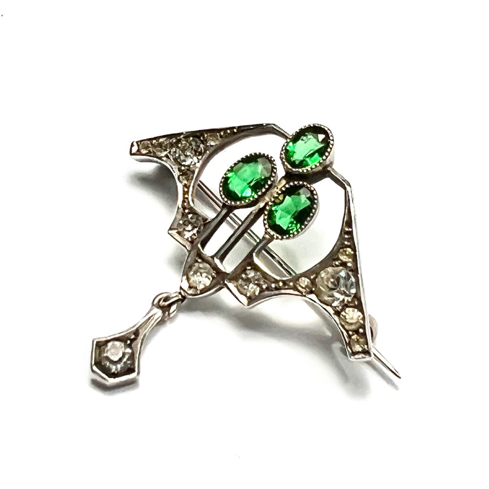 Art Nouveau Jugendstil Emerald Paste Brooch View VI