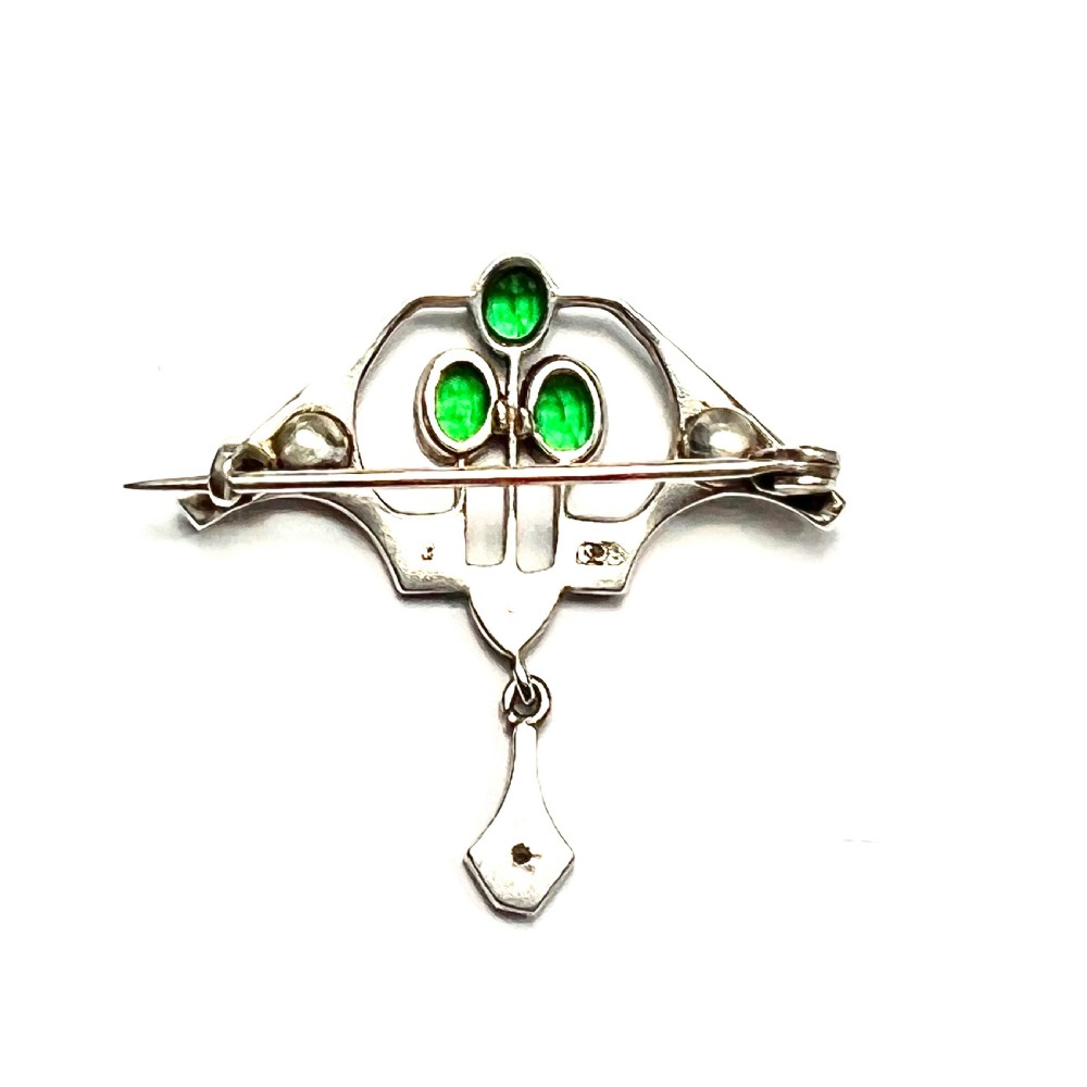 Art Nouveau Jugendstil Emerald Paste Brooch View VII