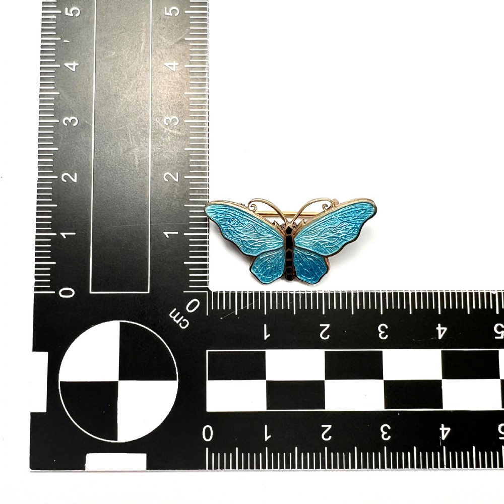 Vintage Silver Swedish Sporrong & Co Turquoise Enamel Butterfly Brooch View III