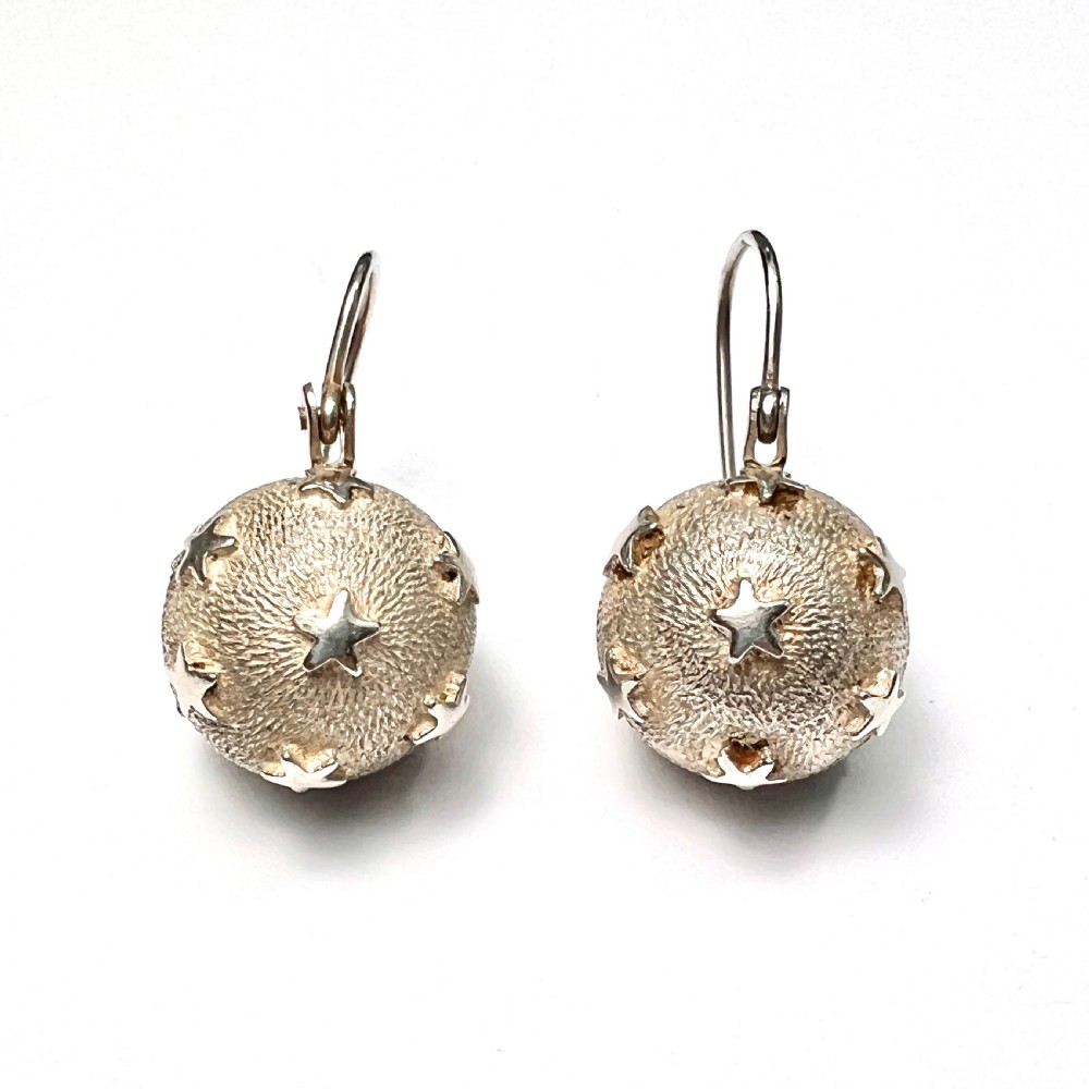 Victorian Silver Star Sphere Earrings
