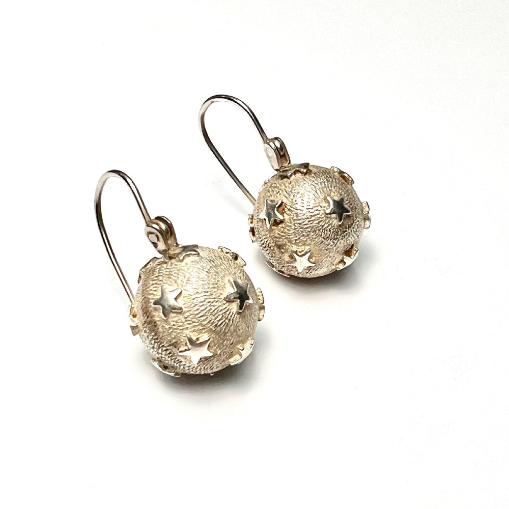 Victorian Silver Star Sphere Earrings View IV