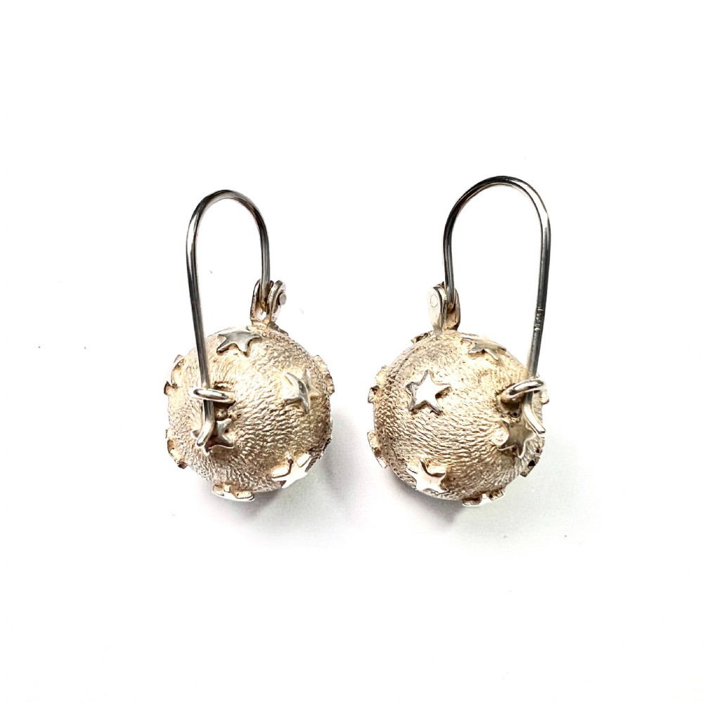 Victorian Silver Star Sphere Earrings View V