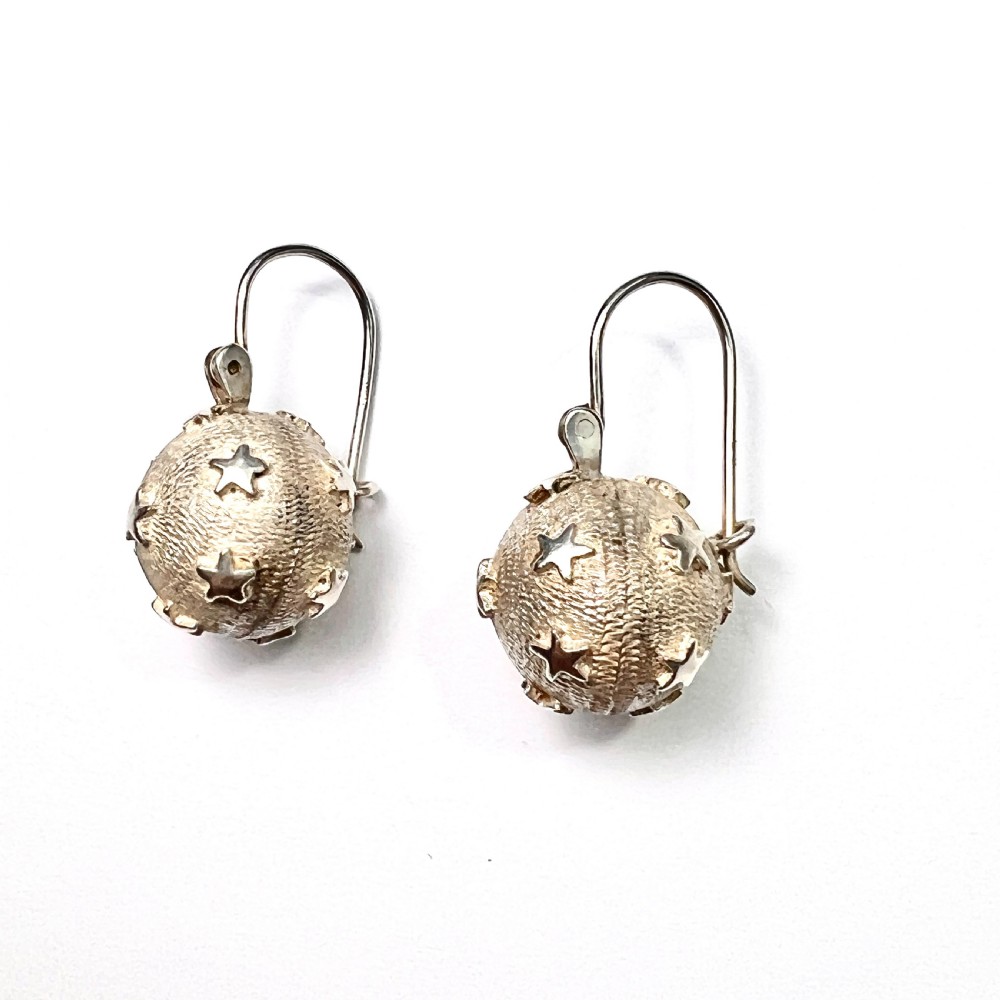 Victorian Silver Star Sphere Earrings View VII