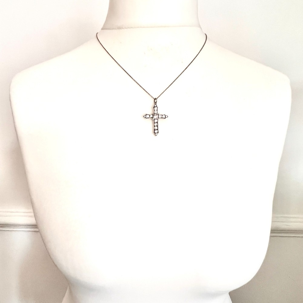 Antique Silver Paste Cross Pendant View II