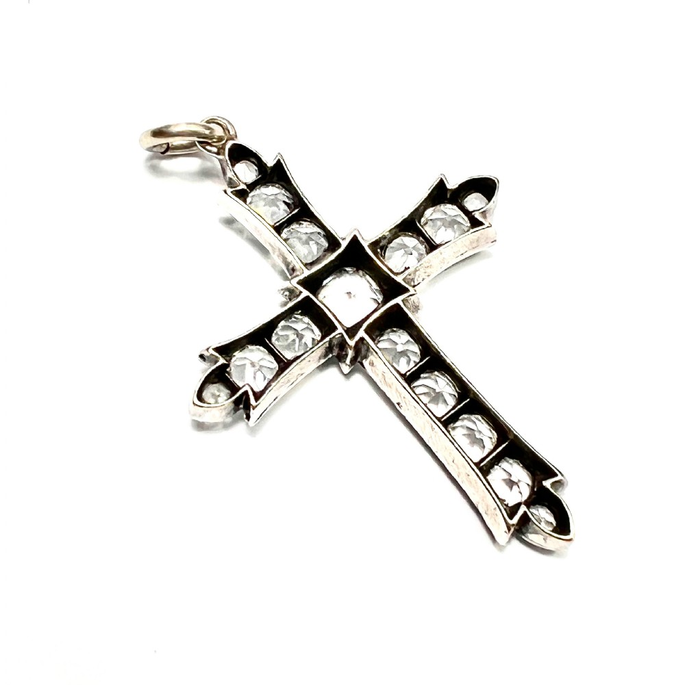 Antique Silver Paste Cross Pendant View V