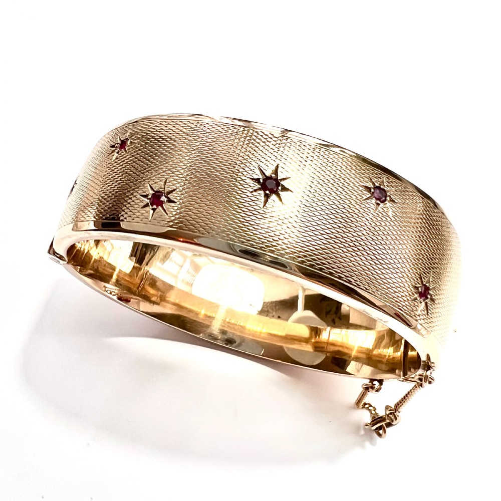 Vintage 1961 Ruby Star Gold Bangle by Cropp & Farr