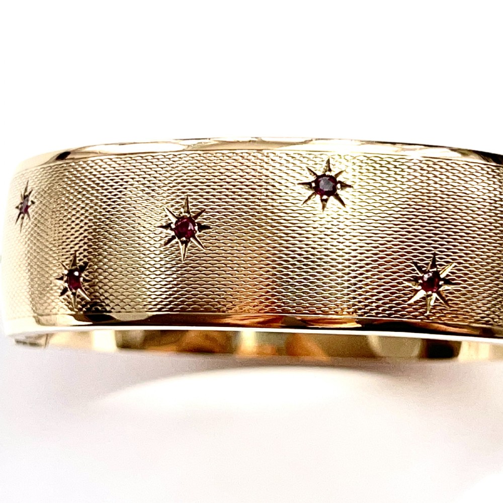 Vintage 1961 Ruby Star Gold Bangle by Cropp & Farr View IV