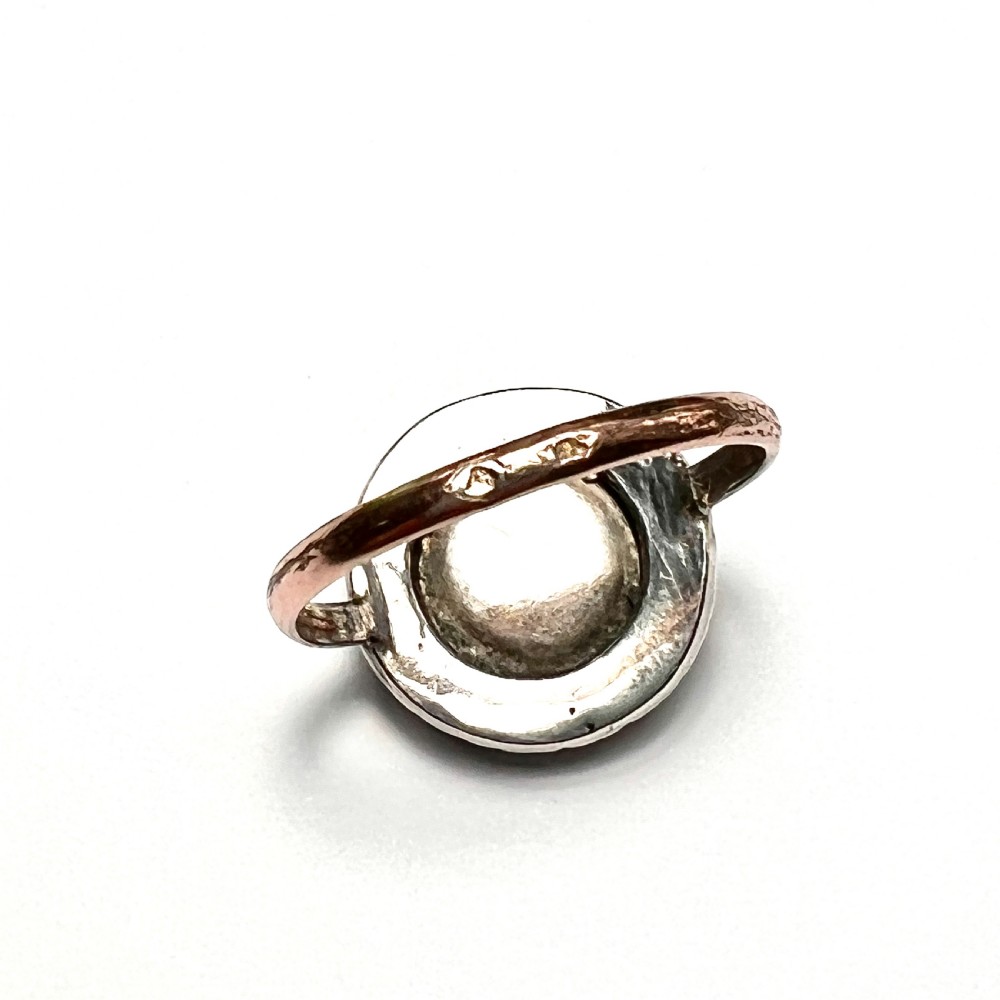 RESERVED for EB • 19th Century French Blue Enamel Marcasite Gold and Silver Ring View III