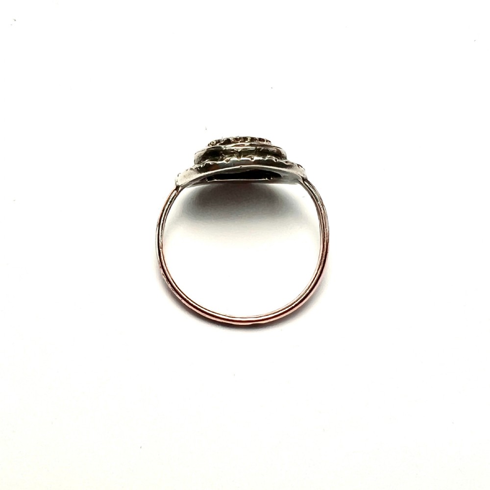 RESERVED for EB • 19th Century French Blue Enamel Marcasite Gold and Silver Ring View VIII
