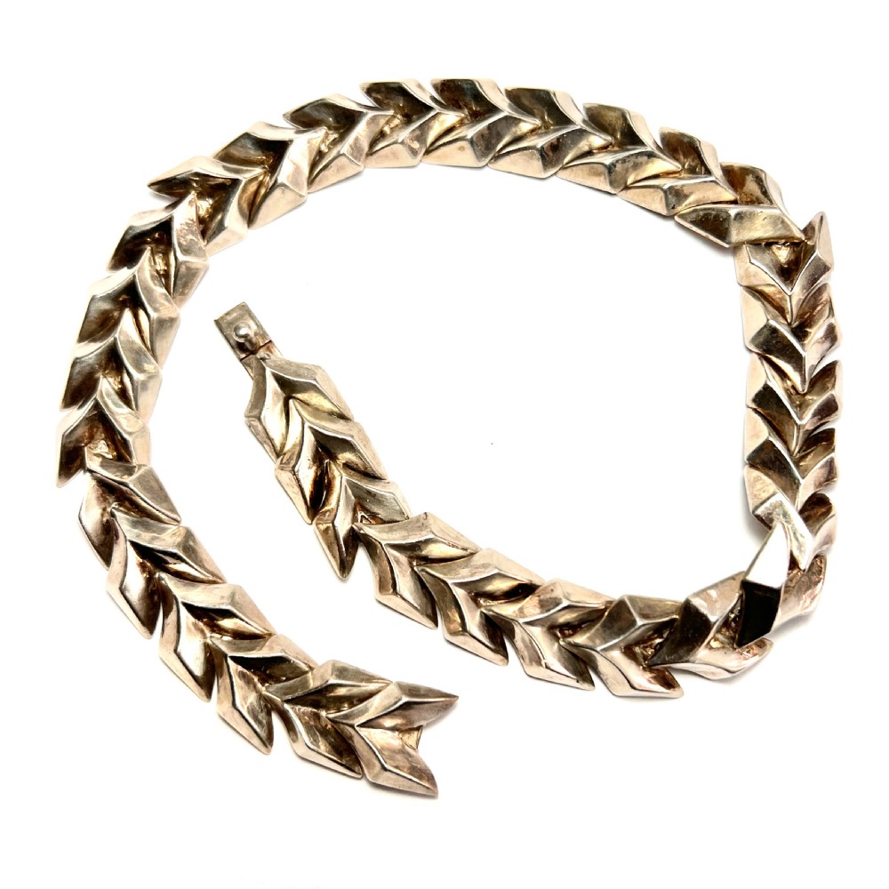 Vintage Enrique Ledesma Silver Chevron Collar Necklace  View II