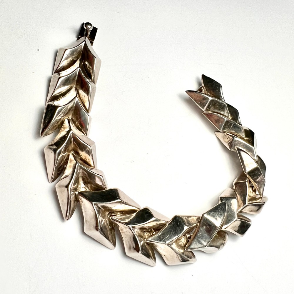 Vintage Enrique Ledesma Silver Chevron Bracelet 
