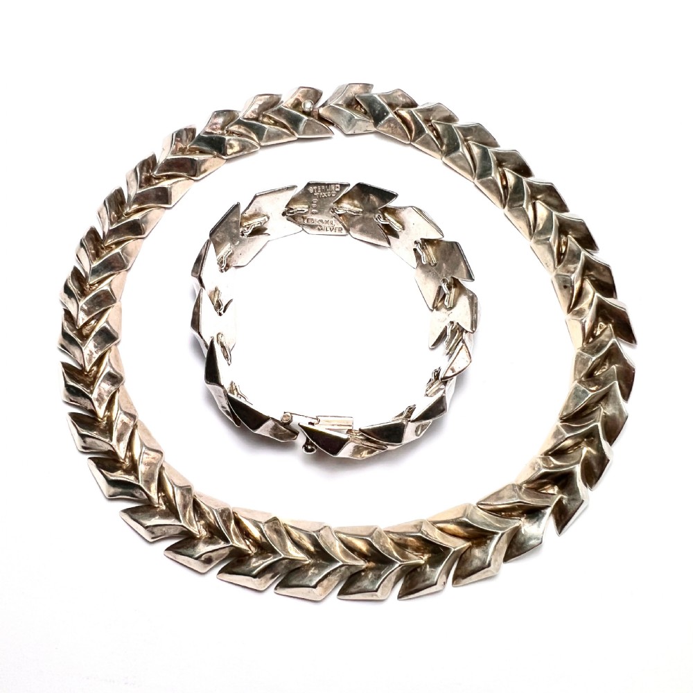 Vintage Enrique Ledesma Silver Chevron Bracelet  View II