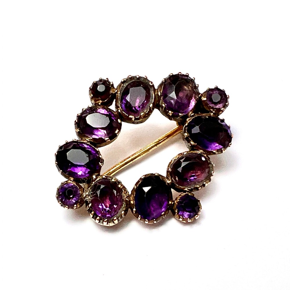 Georgian 9CT Gold Amethyst Brooch