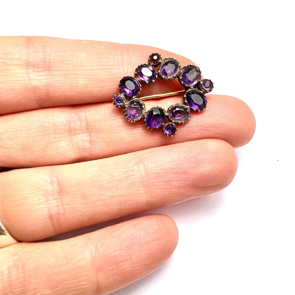 Georgian 9CT Gold Amethyst Brooch View III