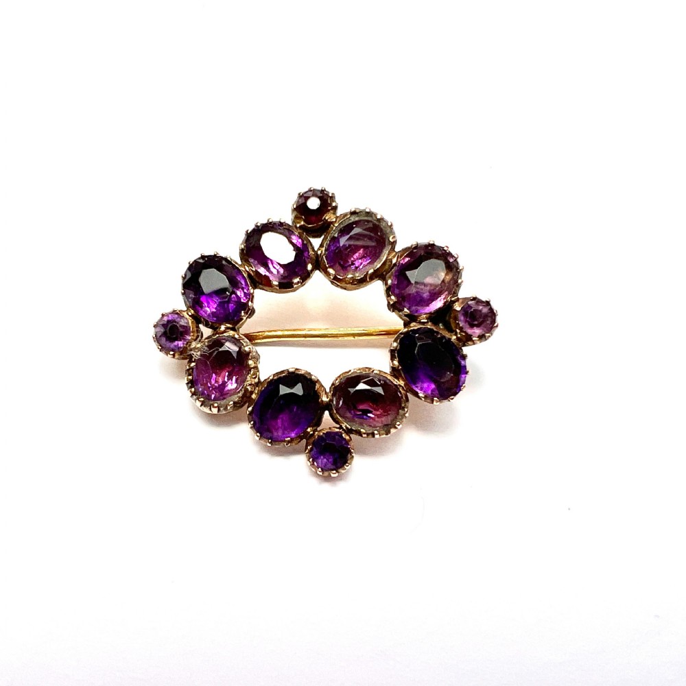 Georgian 9CT Gold Amethyst Brooch View IV